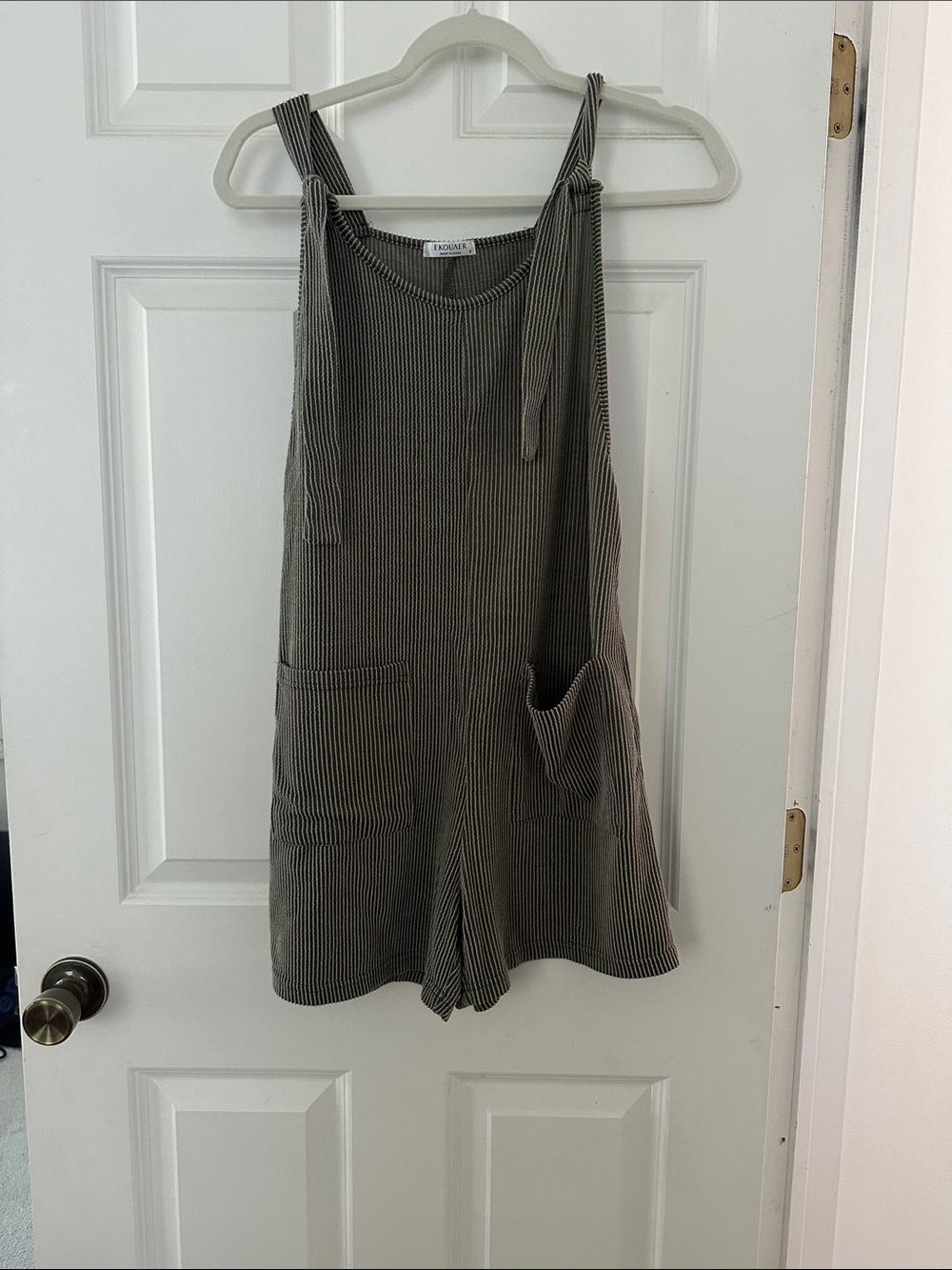 Free People Olive Ribbed Tie-Strap Romper